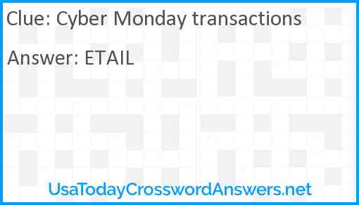 Cyber Monday transactions Answer