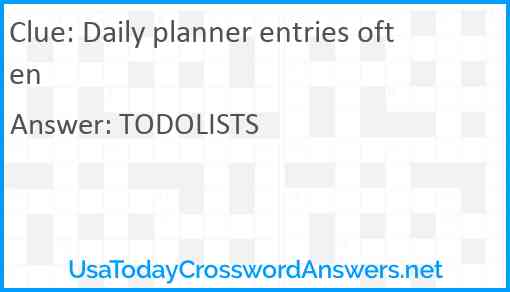 Daily planner entries often Answer