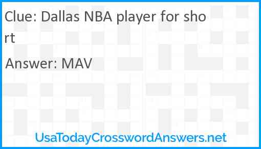 Dallas NBA player for short Answer
