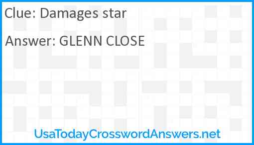 Damages star crossword clue UsaTodayCrosswordAnswers net
