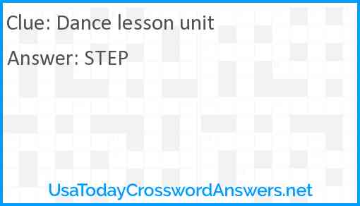 Dance lesson unit Answer