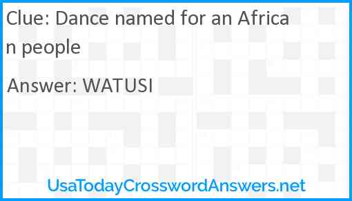 Dance named for an African people Answer
