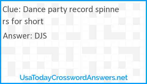 Dance party record spinners for short Answer