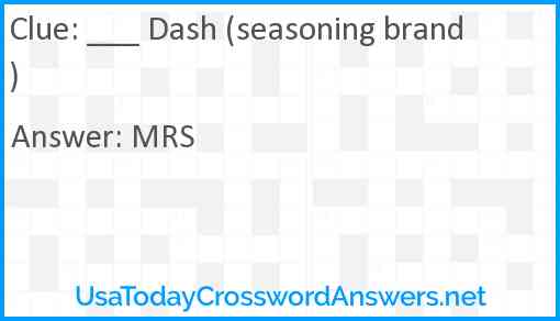 ___ Dash (seasoning brand) Answer