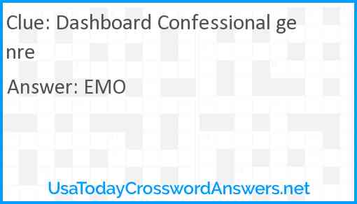 Dashboard Confessional genre Answer