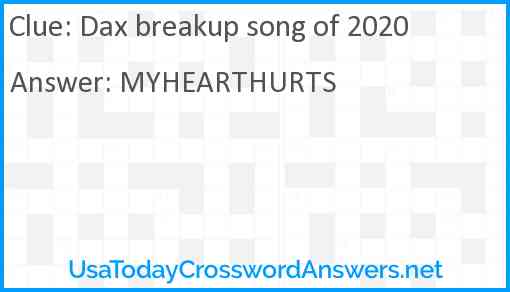Dax breakup song of 2020 Answer