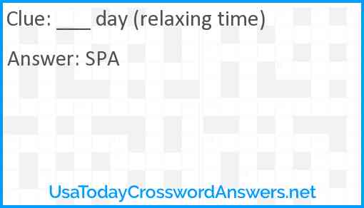 ___ day (relaxing time) Answer