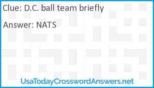 D.C. ball team briefly Answer