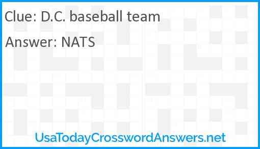 D.C. baseball team Answer