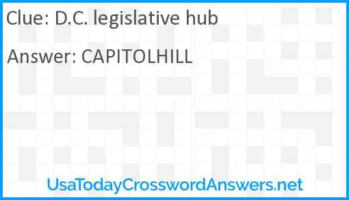 D.C. legislative hub Answer