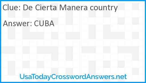 De Cierta Manera country Answer