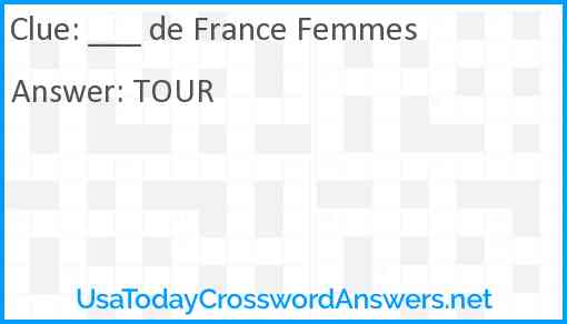 ___ de France Femmes Answer