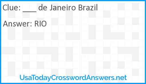 ___ de Janeiro Brazil Answer