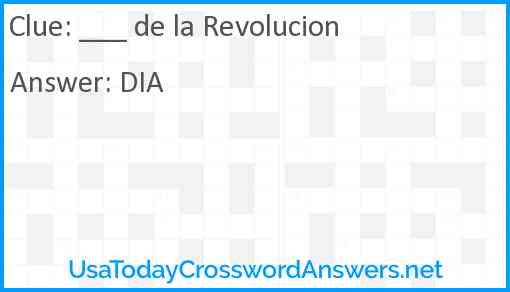 ___ de la Revolucion Answer