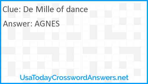 De Mille of dance Answer