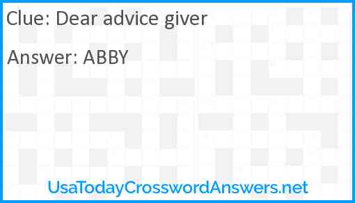 Dear advice giver Answer