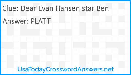 Dear Evan Hansen star Ben Answer