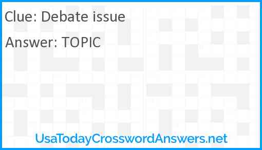 Debate issue Answer