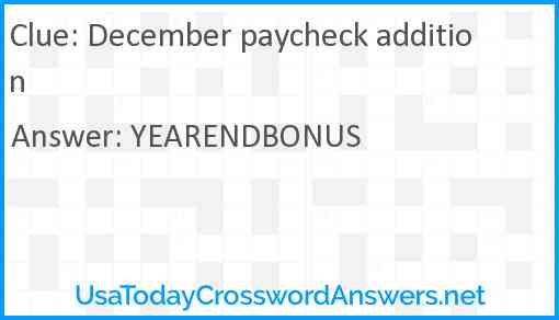 December paycheck addition Answer