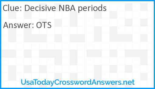 Decisive NBA periods Answer
