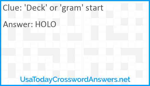 'Deck' or 'gram' start Answer