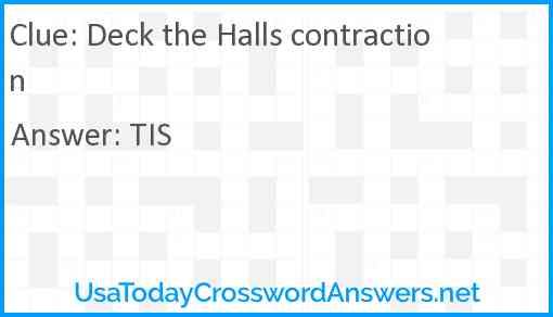 Deck the Halls contraction Answer