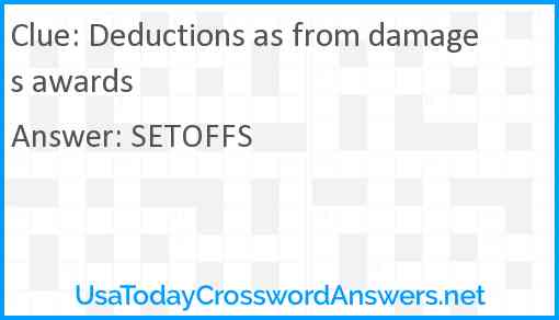 Deductions as from damages awards Answer