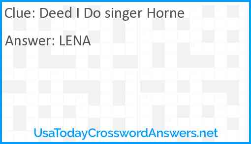 Deed I Do singer Horne Answer