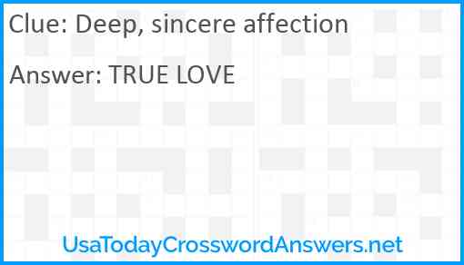 Deep, sincere affection Answer