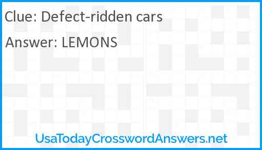 Defect-ridden cars Answer