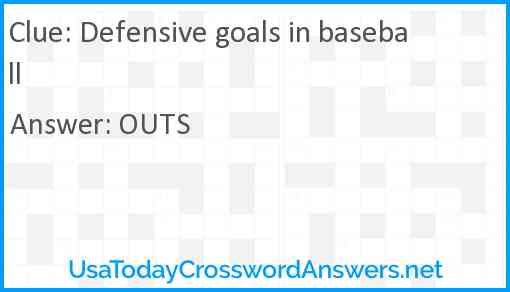 Defensive goals in baseball Answer