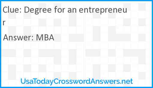 Degree for an entrepreneur Answer