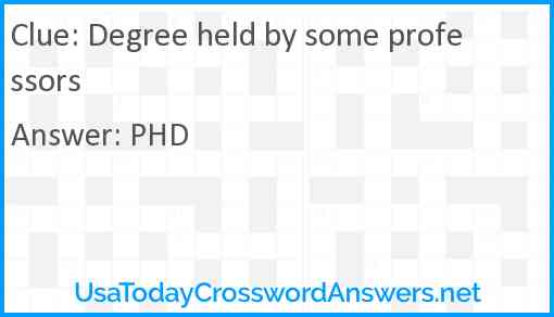 Degree held by some professors Answer