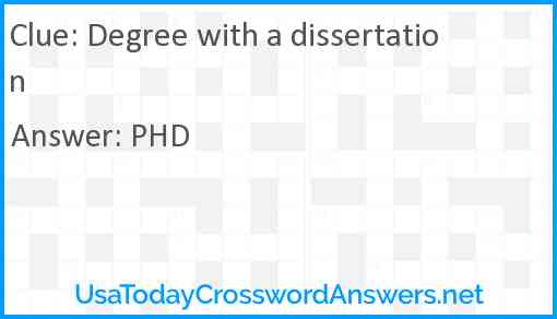 Degree with a dissertation Answer