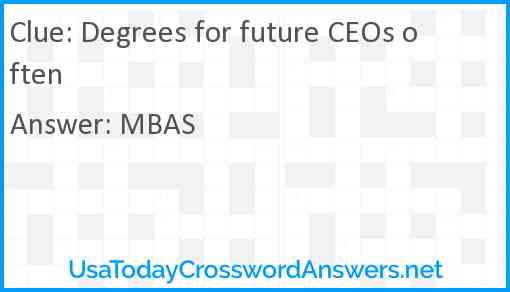 Degrees for future CEOs often Answer