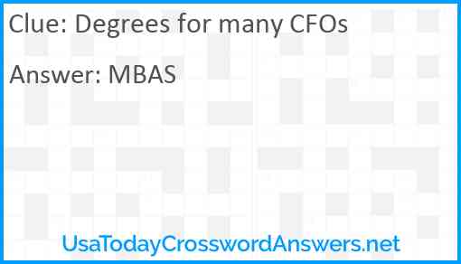 Degrees for many CFOs Answer