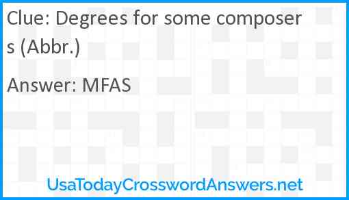 Degrees for some composers (Abbr.) Answer