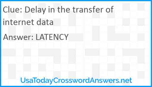 Delay in the transfer of internet data Answer