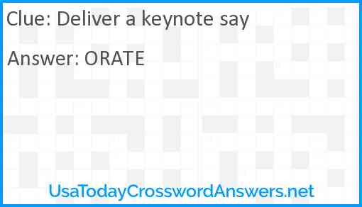 Deliver a keynote say Answer