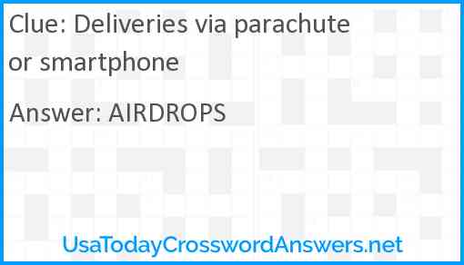 Deliveries via parachute or smartphone Answer