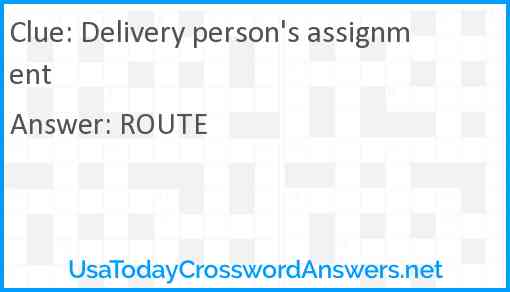 Delivery person's assignment Answer