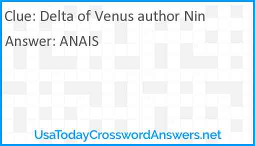 Delta of Venus author Nin Answer
