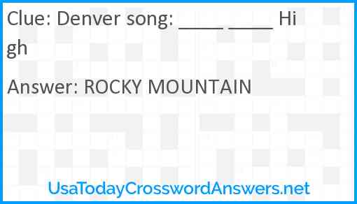 Denver song: ____ ____ High Answer