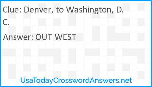 Denver, to Washington, D.C. Answer