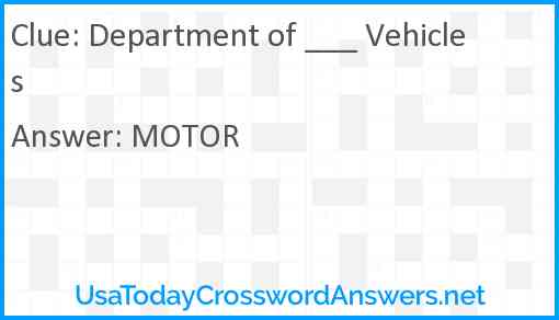 Department of ___ Vehicles Answer