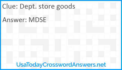 Dept. store goods Answer