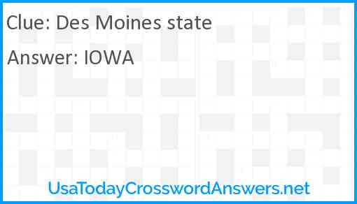 Des Moines' state Answer
