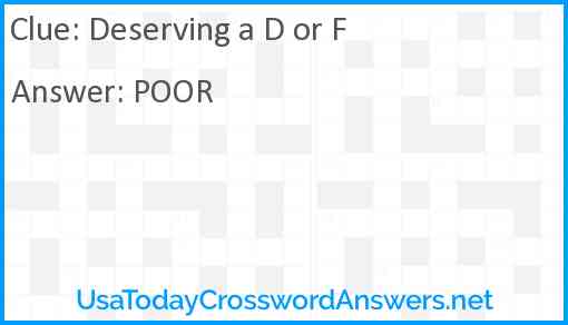 Deserving a D or F Answer