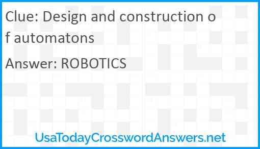 Design and construction of automatons Answer