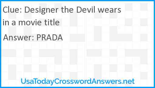 Designer the Devil wears in a movie title Answer